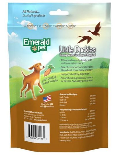 Gâterie pour chiens canard et patate douce, Little Duckies Emerald Pet  5oz