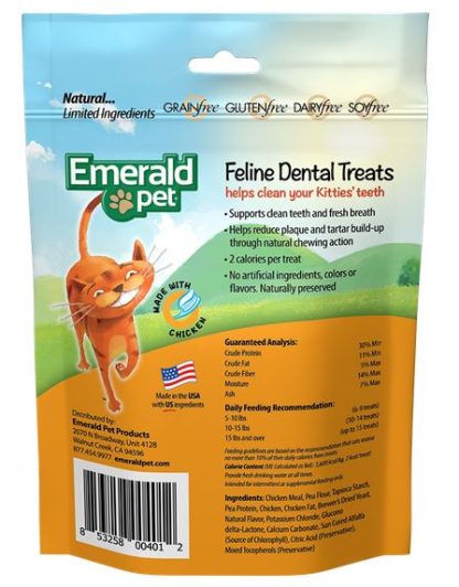 Gâterie dentaire pour chat au poulet, Emerald pet 85g