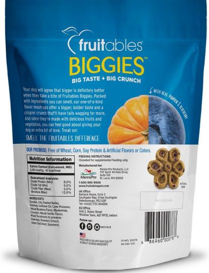 Gâterie pour chien Fruitables, Biggies à la citrouille et aux bleuets - 454g (16 oz)