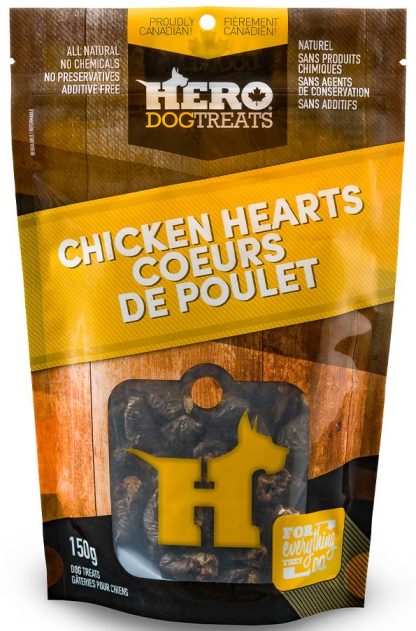 Gâterie pour chien coeurs de poulet, HeroDogTreats  150g